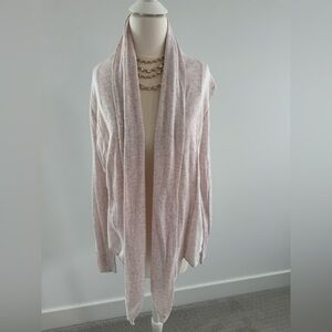 The limited Pink Long Open-Front Cardigan with Shawl Collar